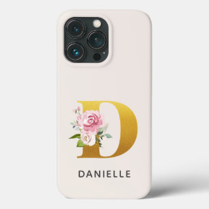 オーダーメイド フローラル モノグラム D のイニシャル 名前入り iPhone 13 PROケース
