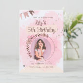 オーダーメイド フローラル 水彩 写真 誕生日 インビテーション (スタンド正面)