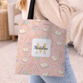 オーダーメイド ブックish ガール かわいい マジック 名前 ピンク トートバッグ