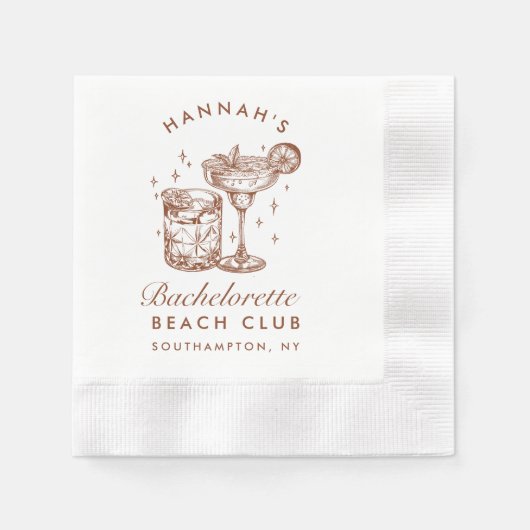 オーダーメイド ブライズメイド レトロ カクテル ブラウン 縁ありカクテルナプキン (正面)