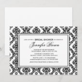 オーダーメイド ブライダルシャワー ブラックアンドホワイト ダマスク 招待状 (正面/裏面)