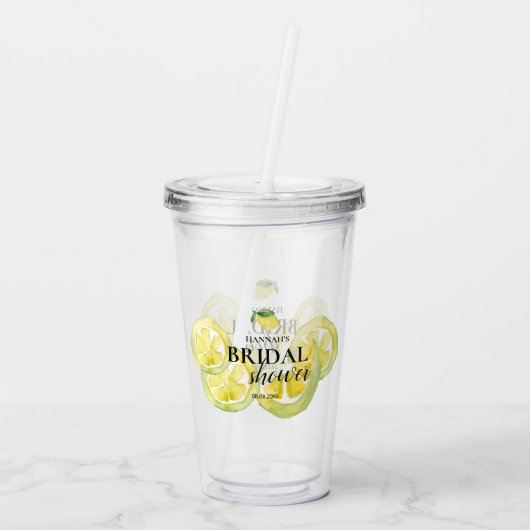 オーダーメイド ブライダルシャワー レモン ウォーターカラー ギフト アクリルタンブラー (裏面)