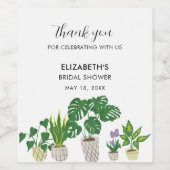 オーダーメイド ブライダルシャワー 緑の植物 カスタム ワインラベル (シングルラベル)