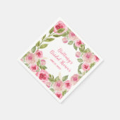 オーダーメイド ブライダル シャワー ワイルド ピンク ローズ グリーンナリー スタンダードカクテルナプキン (角)