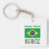 オーダーメイド ブラジル国旗 スクエア アクリル キーホルダー (正面)