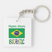 オーダーメイド ブラジル国旗 スクエア アクリル キーホルダー (裏面)