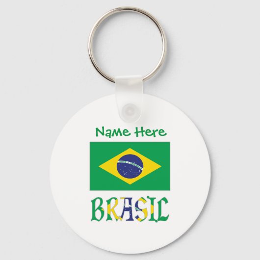 オーダーメイド ブラジル国旗 円形アルミニウム キーホルダー (正面)