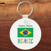 オーダーメイド ブラジル国旗 円形アルミニウム キーホルダー (正面)