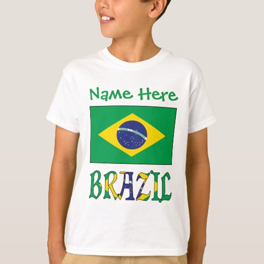 オーダーメイド ブラジル フラグ ボーイ用 Tシャツ (正面)