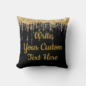 オーダーメイド ブラック ゴールド プレティー グリッター カスタム クッション (正面)