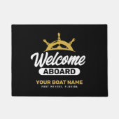 オーダーメイド ブラック ゴールド ボート名 ウェルカムボード ドアマット (正面)