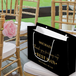 オーダーメイド ブラック＆ゴールド 結婚式 伴郎への感謝 ラージペーパーバッグ