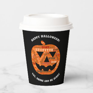 オーダーメイド ブラック ハロウィン パンプキン ワードクラウド 紙コップ