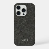 オーダーメイド ブラック フェイクレザー モノグラム iPhoneケース (裏面)