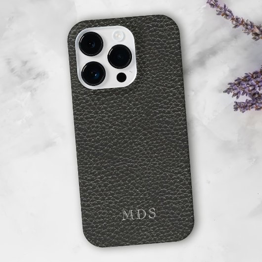 オーダーメイド ブラック フェイクレザー モノグラム iPhoneケース