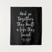 オーダーメイド ブラック＆ホワイト ウェディング バックドロップ So Together タペストリー (正面)