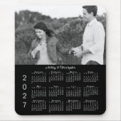 オーダーメイド ブラック 2027年 カレンダー 名前入り 写真入り マウスパッド (正面)