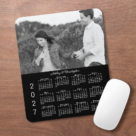 オーダーメイド ブラック 2027年 カレンダー 名前入り 写真入り マウスパッド