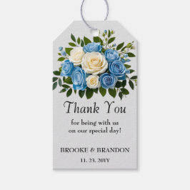 オーダーメイド ブルーとホワイトの花柄 サンクス ギフトタグ