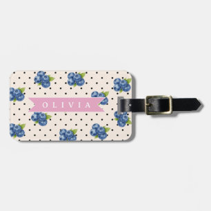 オーダーメイド ブルーベリー ポルカドット かわいい ビンテージ ラゲッジタグ
