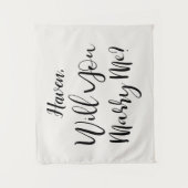 オーダーメイド プロポーズ サイン ライトクリーム 結婚してくれる？ タペストリー (正面)