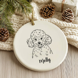 オーダーメイド プードル犬のクリスマス セラミックオーナメント