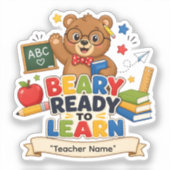 オーダーメイド ベア先生ステッカー | Beary Ready To シール (正面)