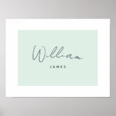 オーダーメイド ベビー名 壁飾り パステルグリーン ポスター (正面)
