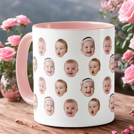 オーダーメイド ベビー 写真 コーヒーマグ 3つの顔 マグカップ