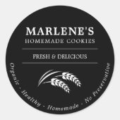 オーダーメイド ベーカリー 手作り食品 クラシック ラウンド ステッカー (正面)