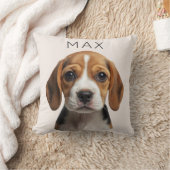 オーダーメイド ベージュの犬の写真と名前 クッション (ブランケット)