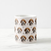 オーダーメイド ベージュの犬の写真 足跡柄 コーヒーマグカップ (中央)