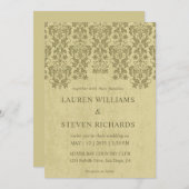 オーダーメイド ベージュ タン オリーブグリーン グラマラス ラ lace ウェディング 招待状 (正面/裏面)