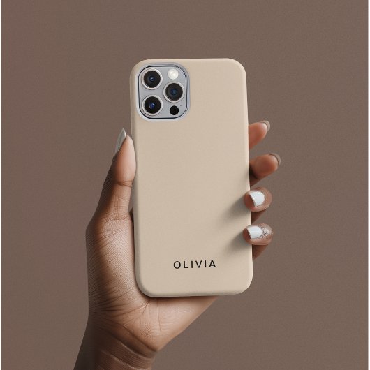 オーダーメイド ベージュ iPhone カバー 名入れ可能
