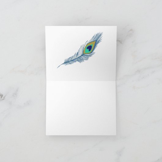 オーダーメイド　ペコックの青い羽根　ウェディング　サンクス サンキューカード (内部)