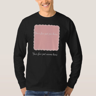 オーダーメイド ペットの写真 ピンクのホタテ貝フレーム Tシャツ