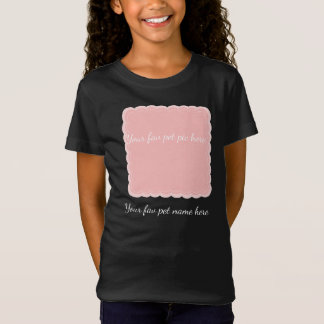オーダーメイド ペットの写真 ピンクのホタテ貝フレーム Tシャツ