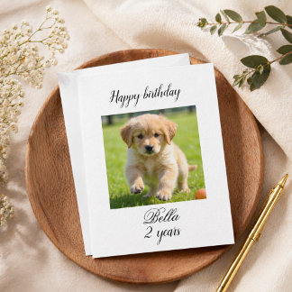 オーダーメイド ペットの誕生日カード カスタム犬の写真 サンキューカード
