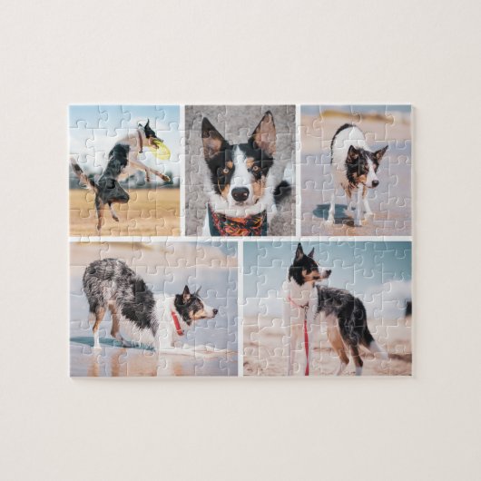 オーダーメイド ペット 犬 写真 コラージュ ジグソーパズル (横)