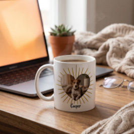 オーダーメイド ペット 犬 写真 スタイリッシュ ゴールド ハート コーヒーマグ コーヒーマグカップ