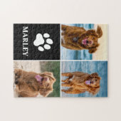 オーダーメイド ペット 犬 足型 3枚フォトコラージュ ジグソーパズル (横)