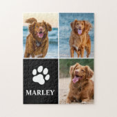 オーダーメイド ペット 犬 足型 3枚フォトコラージュ ジグソーパズル (縦)