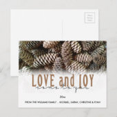 オーダーメイド ホリデー ラブ アンド ジョイ 松ぼっくり シーズンポストカード (正面/裏面)