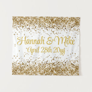 オーダーメイド ホワイトゴールド 結婚式 フォトブース 小道具 タペストリー
