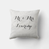オーダーメイド ホワイト グレー 大理石 Mr. & Mrs. クッション (裏面)