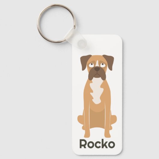 オーダーメイド ボクサー犬 キーチェーン 名前入りギフト (正面)