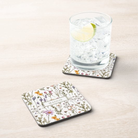オーダーメイド ボヘミアン 水彩画 野の花 モチーフ コースター (右側)