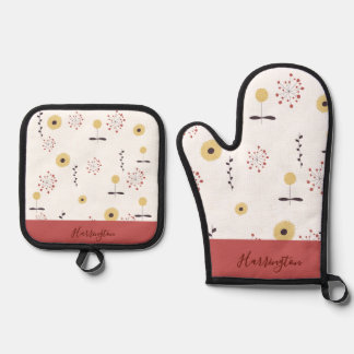 オーダーメイド ボホー ワイルドフラワー 鍋つかみ&鍋敷きセット