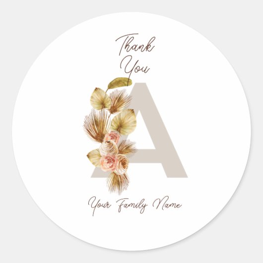 オーダーメイド ボーホー サンクス タグ – ラスティック フラワル ギフト タグ (正面)