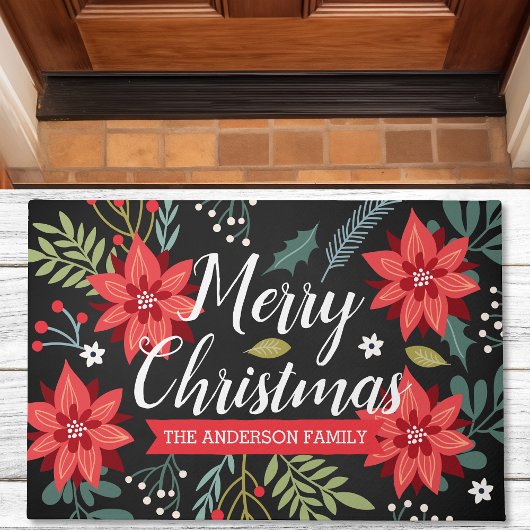 オーダーメイド ポインセチア クリスマス ドアマット